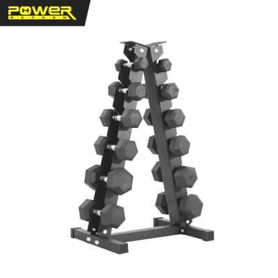 ชุดดัมเบล เหลี่ยม 105 กก. คู่กับชั้นวางสามเหลี่ยม